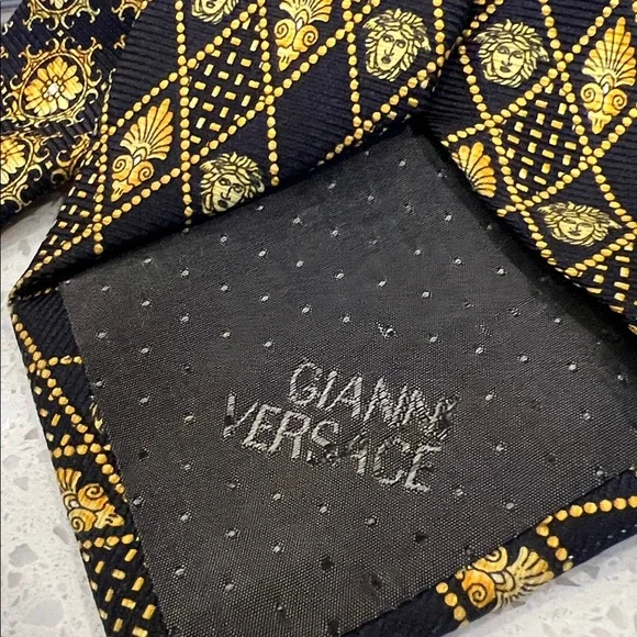 Versace Gianni black & gold Medusa Tie Silk